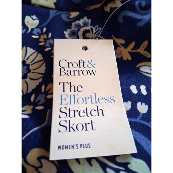 Croft & Barrow The Effortless Stretch Skort Women Size 22W Blue Floral Pockets - Picture 4 of 7